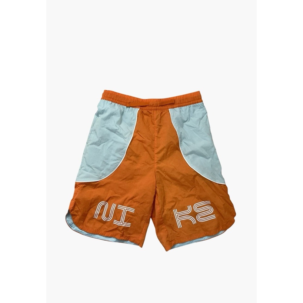 Nike Boys Board Shorts Swim Shorts Size XL Blue Orange Pocket Drawstring Used